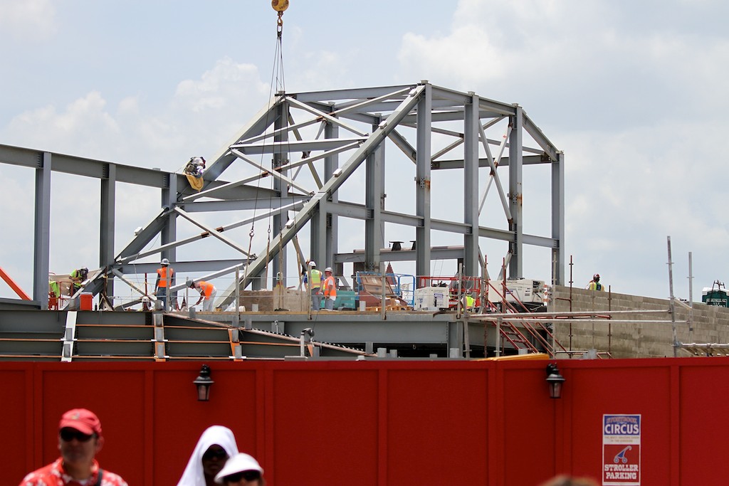 Fantasyland - Back view of the Mine Train coaster viewed from Storybook Circus