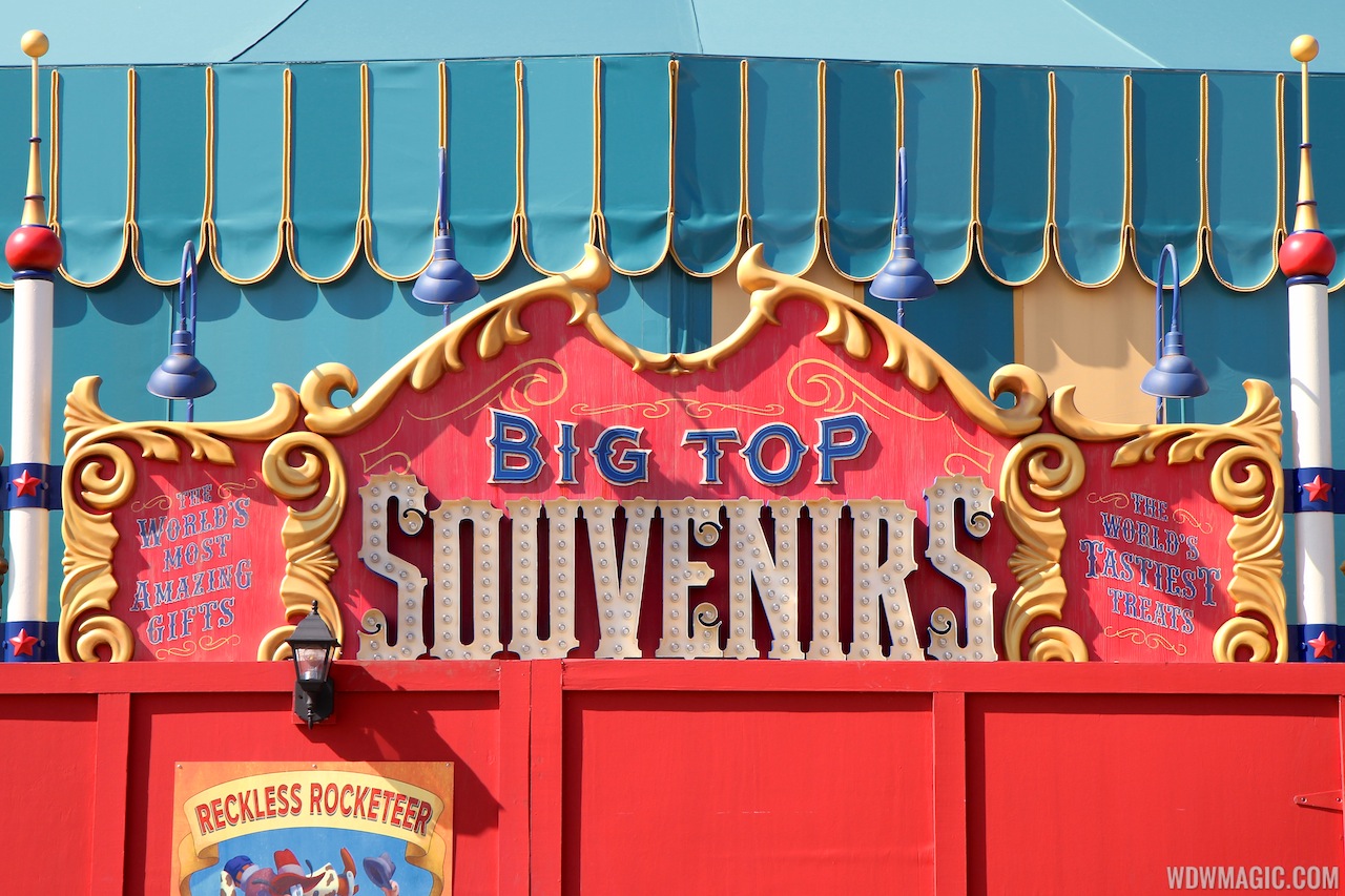 Fantasyland - Big Top Souvenirs signage in Storybook Circus