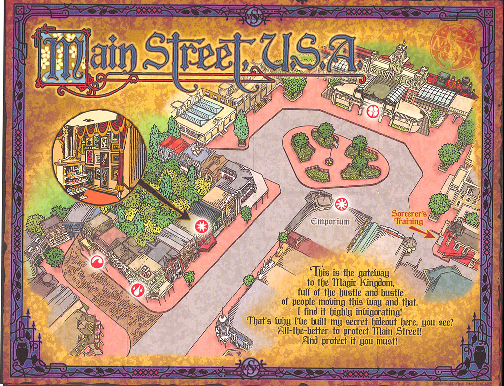 Sorcerers of the Magic Kingdom - Main Street USA portal locations map