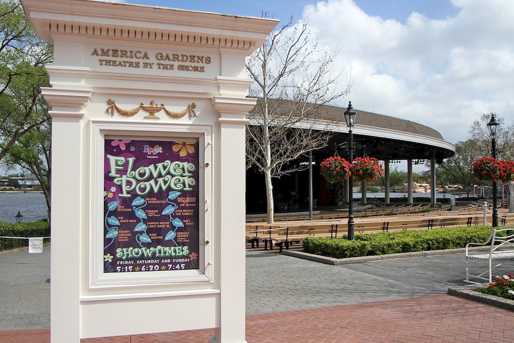 International Flower and Garden Festival - The Flower Power concert stage setup at the American Adventure