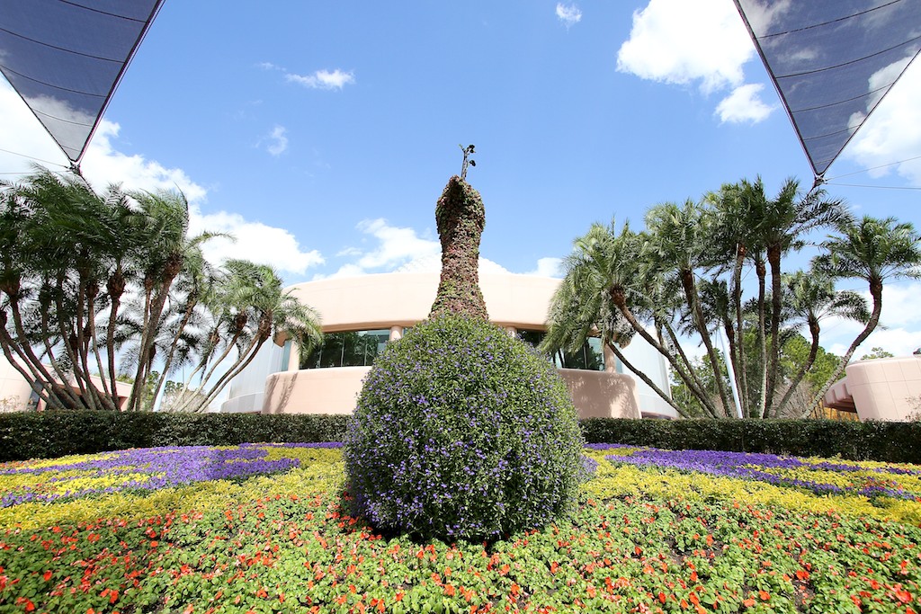 International Flower and Garden Festival - Topiary Peacock behind Spaceship Earth