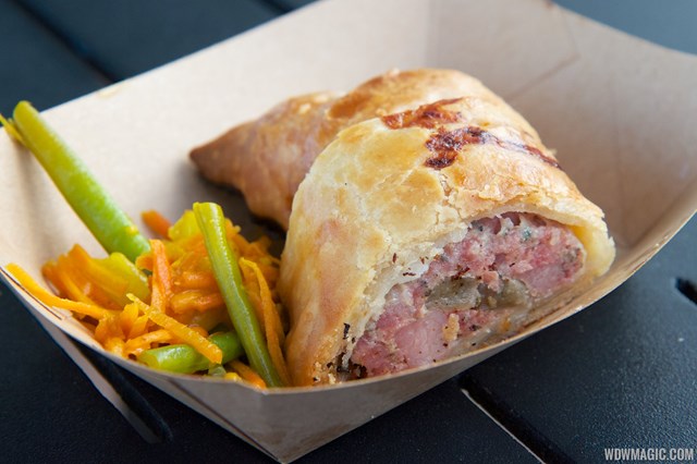 2014 Epcot Flower and Garden Festival Outdoor Kitchen kiosk - Buttercup Cottage UK - Pork and Apple Sausage Roll $4.00 2014 Epcot Flower and Garden Festival Outdoor Kitchen kiosk - Buttercup Cottage UK - Pork and Apple Sausage Roll $4.00