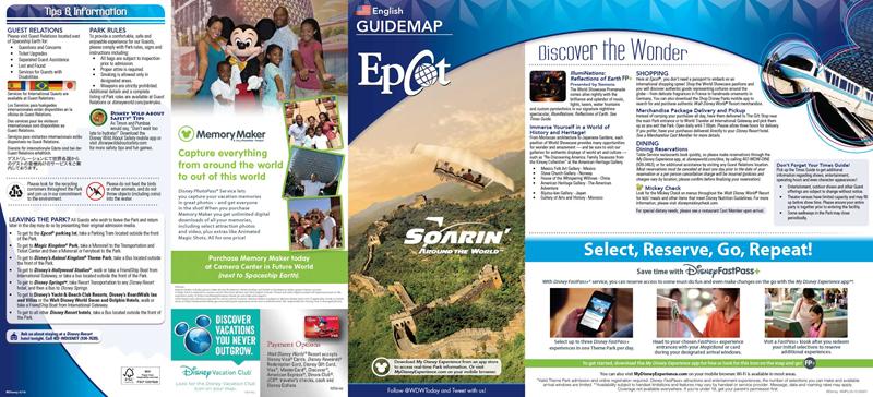 Epcot guide map June 2016 - Front